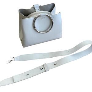 Salar Milano - Serra Ring Handle Bag with Crossbody Strap in Taupe / Gray